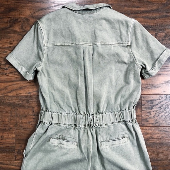 Rails • Effie Utility Romper shortalls playsuit Seagrass sage green twill zip - Picture 11 of 12